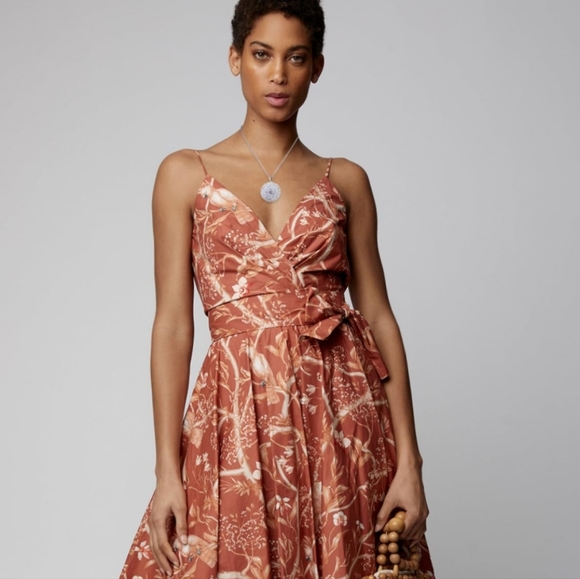 Johanna Ortiz Cacatua Belted Layered Bird Print Cotton Poplin Midi Dress 6 - Picture 4 of 15